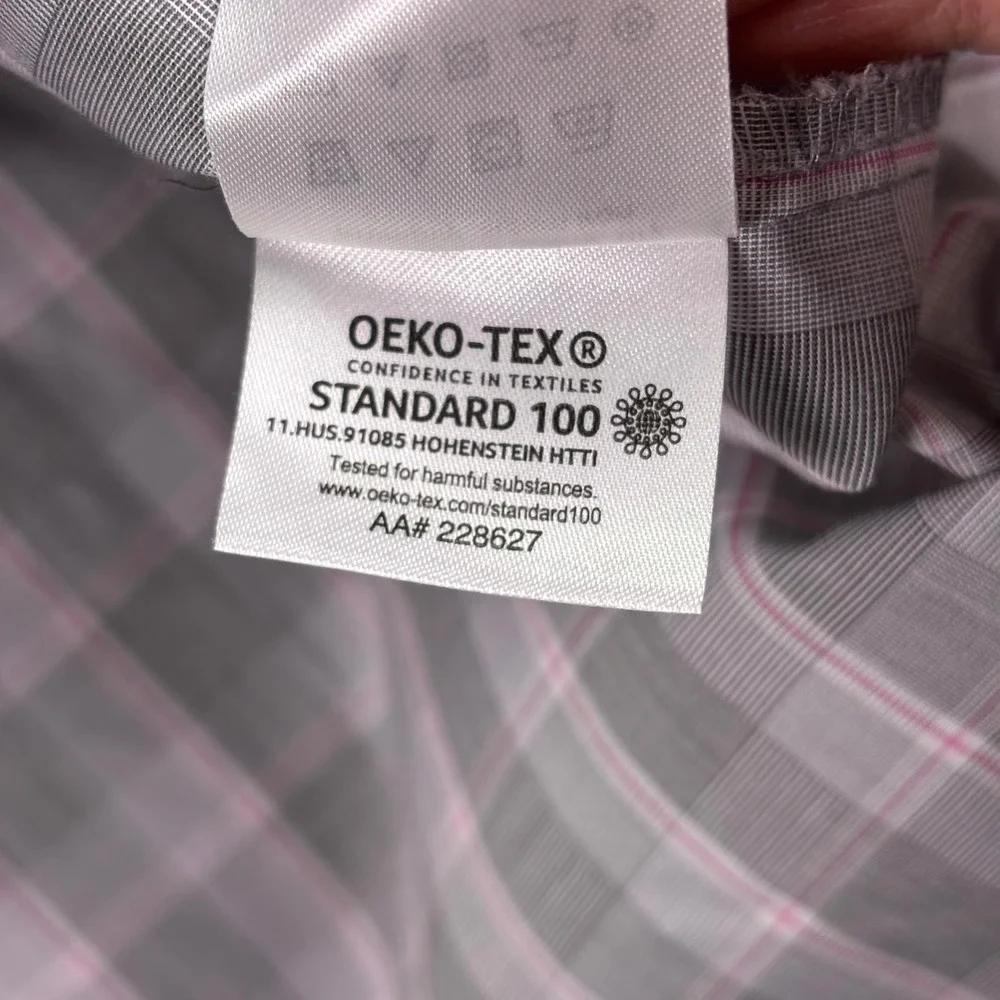 Shaquille‎ O'Neal Men's Button Down Shirt XLG Tall Fit Gray Plaid Long Sleeve